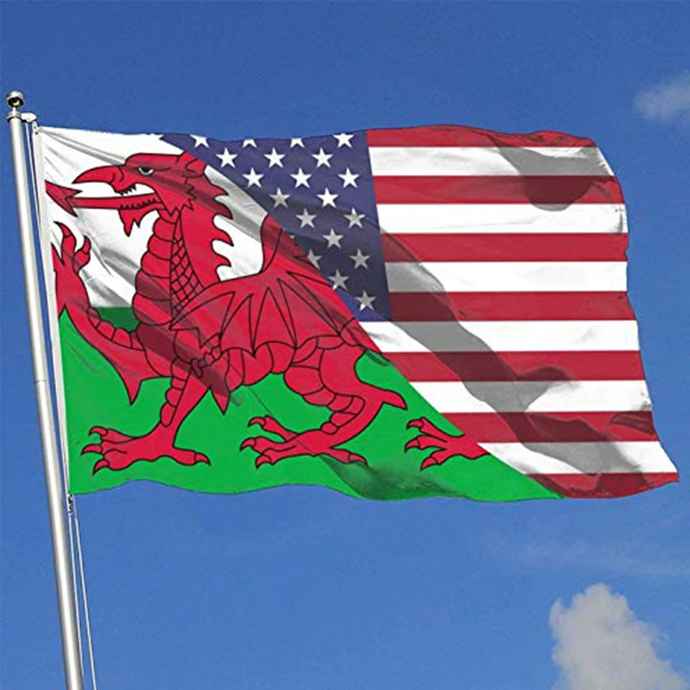 Közvetlenül Szállítás 100% Poliészter Wales Amerikai USA Barátság Zászló