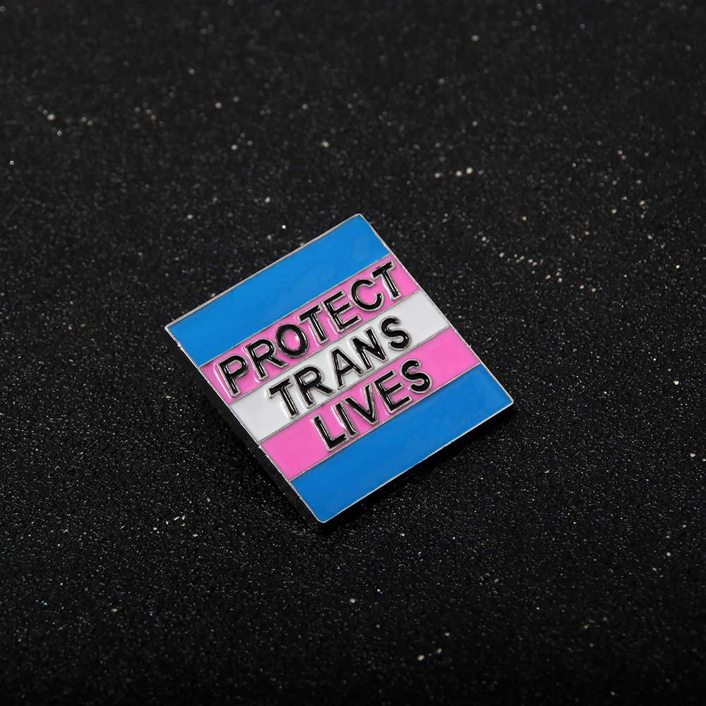Kreatív Védeni Trans Él Zománc Pin Fém Négyzet Jelvény Bross a Nők a Férfiak Kitűző Ékszerek, Kiegészítők