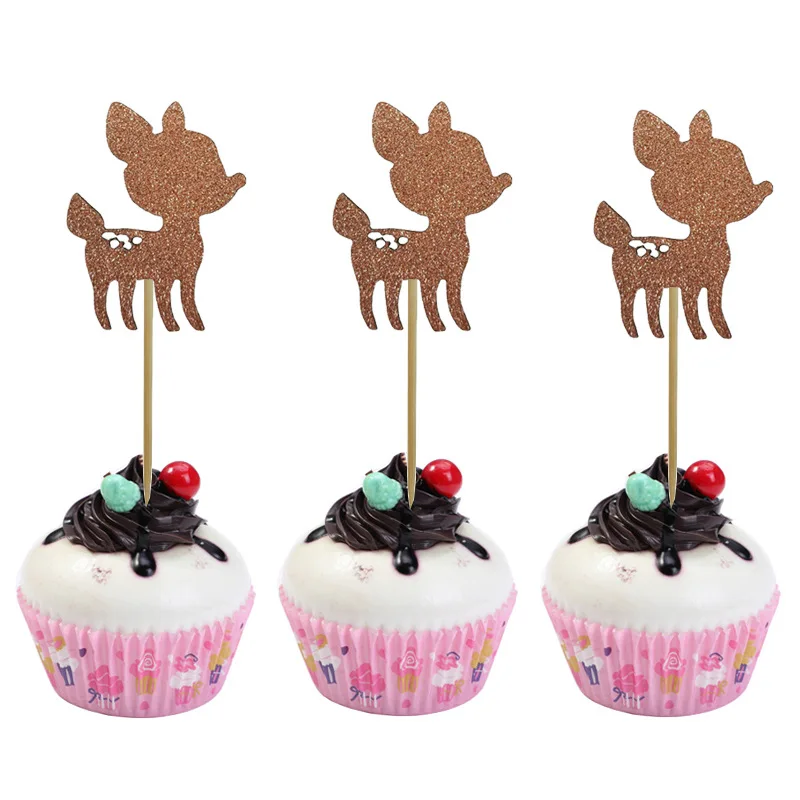 Aranyos Fawn Torta Helyezze Be Cupcake Helyezze Be Dekoráció Kreatív Desszert Táblázat Elrendezés