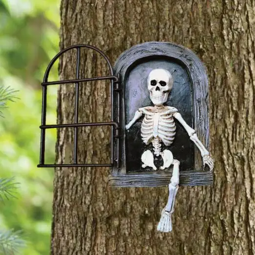 Ablak Csontváz-Ember Halloween Kerti Dekoráció Kerti Szobor Gyanta Medál Kézműves Kültéri Szobrok a Kertben