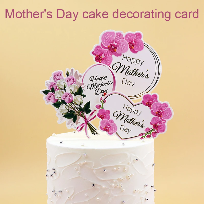 Boldog anyák Napi Torta Topper Cupcake Dekoráció Desszert Kártya Party Kellékek Ajándék Anya Barack Szív, Virág